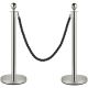 2 Silver Pole with 1.5M Black Twin Rope Stanchion For Crowd Control