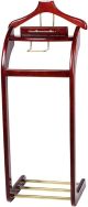 Floor Suit Stand, Clothes Valet Standing Rack, Suit Hanger Wooden with Clothes Hanger and Pants Rail Rack for Crease, Free Suit Dressing Room Hotel