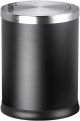 Stainless Steel Trash Can with Swing Lid,  Black Dust Bin, Round Shape, 5L
