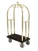 Hotel Lobby Stainless Steel Trolley Luggage Cart Golden with Black Carpet, High Quality Anti-Fingerprints, Hotel luggage trolley