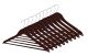 Wooden Normal Hangers Smooth Finish with Non-Slip Bar,  Swivel Hook & Shoulder Notches, Dark Brown with Brown Bar (10 PCS)