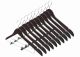 Wooden Hangers with Clips Smooth Solid Wood Pants Hangers with Durable Adjustable Metal Clips, 360° Swivel Hook, Dark Brown Color Clip Hanger (10 Packs)
