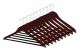 Wooden Normal Hangers Smooth Finish with Non-Slip Bar,  Swivel Hook & Shoulder Notches, Dark Brown with Black Bar (10 PCS)