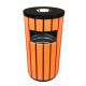 Outdoor Wooden Dustbin, Wooden Round Wast Bin With Ashtray, Outdoor Trash Cans Bin