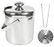 Stainless steel Ice Bucket, 1.3 Liter Double Wall Ice Bucket Container with Tongs and Lids Ice Container