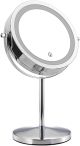 Lighted Magnifying Mirrors,1x / 3x Magnification, Double Sided Swivel Cosmetic Mirror Chrome Finish