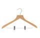 6 Pack - Wide Shoulder Wooden Hangers with Clips & 360° Swivel Hook