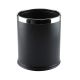 Open top Leather Trash Can, Black PVC Leather, Double layer, and Metal Ring, Waste Bins for bathroom, Hotel rooms,  Round Shape 7L Black