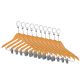 Wooden Anti Theft Hangers with Clips Smooth Solid Wood Pants Hangers with Durable Adjustable Metal Clips, Ring Lock, Natural Color Clip Hanger (10 Packs)