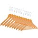 Wooden Anti Theft Hangers with Pants Bar, Ring Lock, Natural Color Pants Bar Hanger (5 Packs)