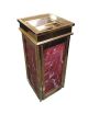 Hotel Lobby Golden Standing Ashtray with Public Area Dustbin Bin – Square Shape - Stainless Steel – Container bin with ashtray Inside Bucket – 12 Litre