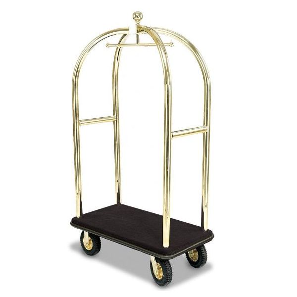 fure Stå på ski brysomme Hotel Lobby Stainless Steel Trolley Luggage Cart Golden with Black Carpet,  High Quality Anti-Fingerprints, Hotel luggage trolley